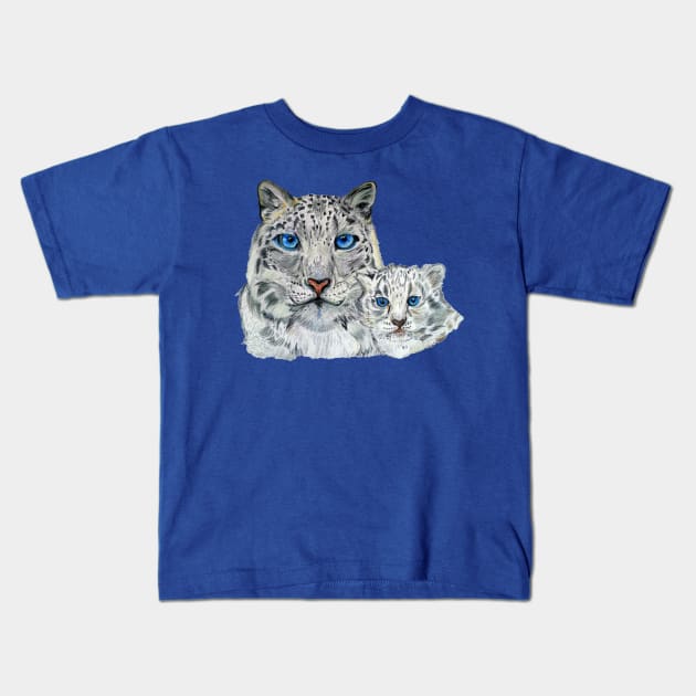 Snow Leopards Kids T-Shirt by mariasibireva